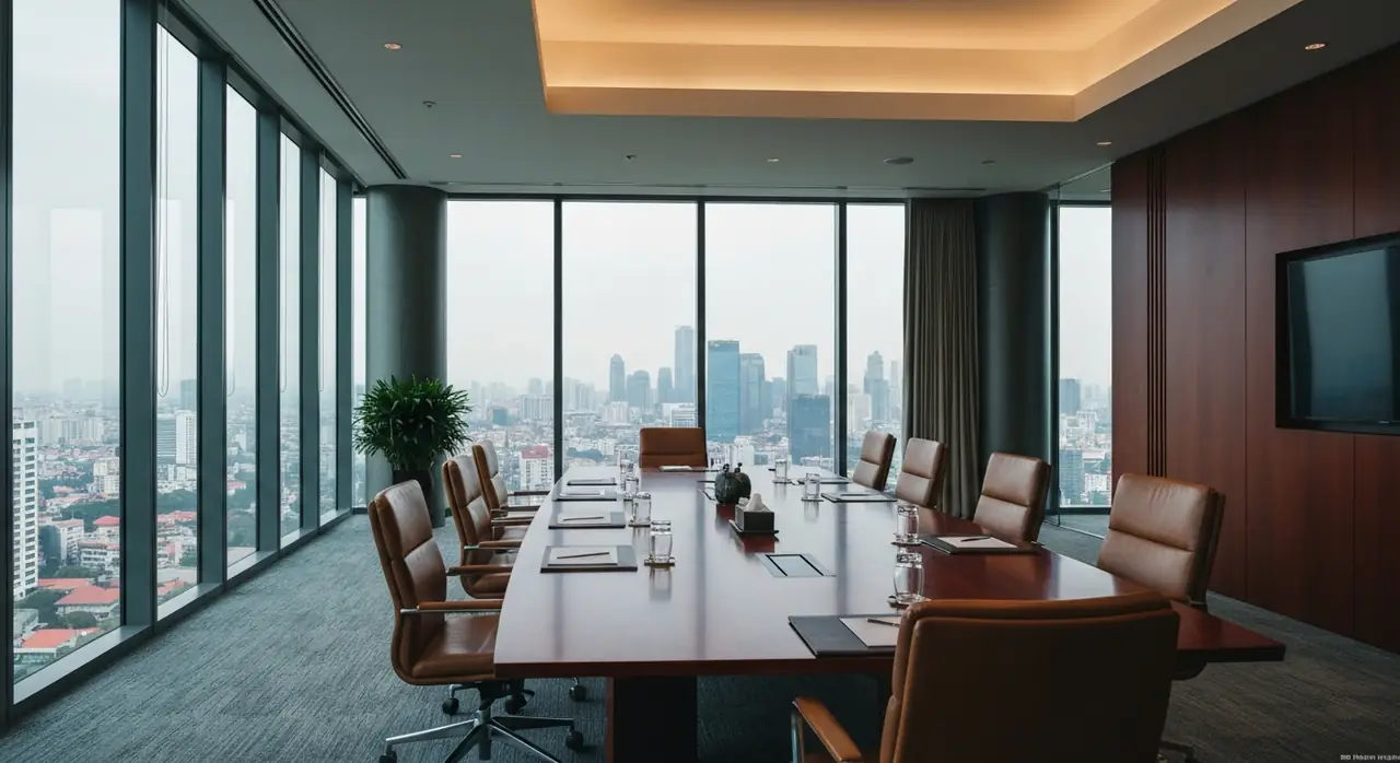 Incorporate in Indonesia - modern Jakarta corporate boardroom with city view
