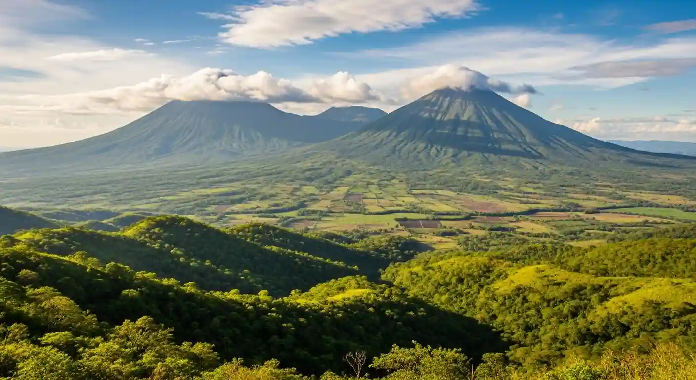 Panoramic view of Nicaraguan countryside and mountains