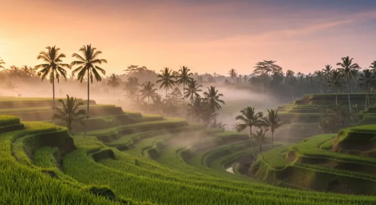 Retire in Indonesia - Ubud Bali rice terraces at sunrise