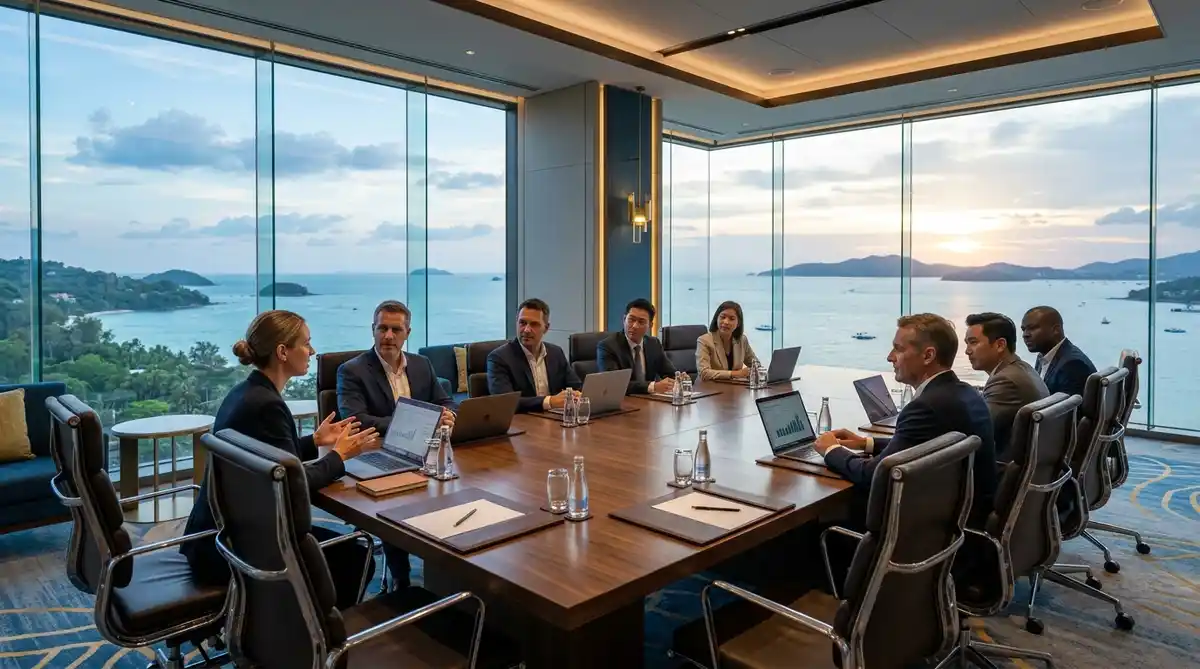 incorporate in Mauritius corporate boardroom with ocean view