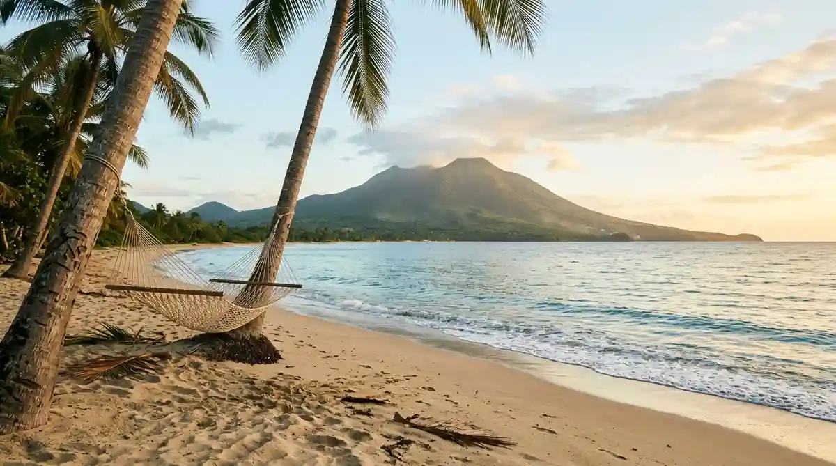 retire in St Kitts and Nevis quiet golden-sand beach