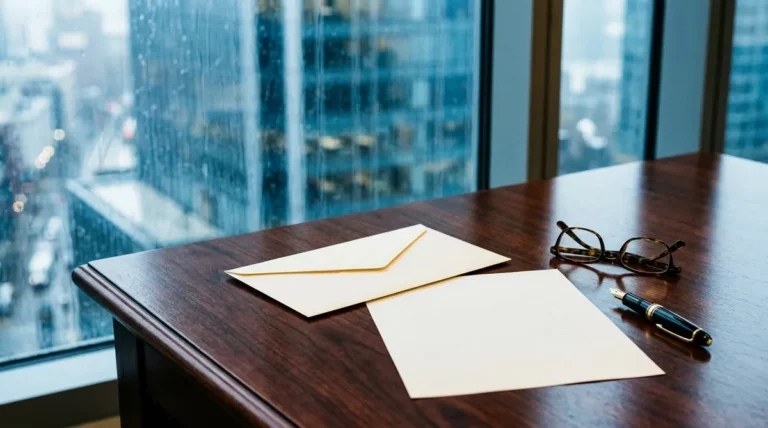 bank account closures notice on a desk with a bank tower behind