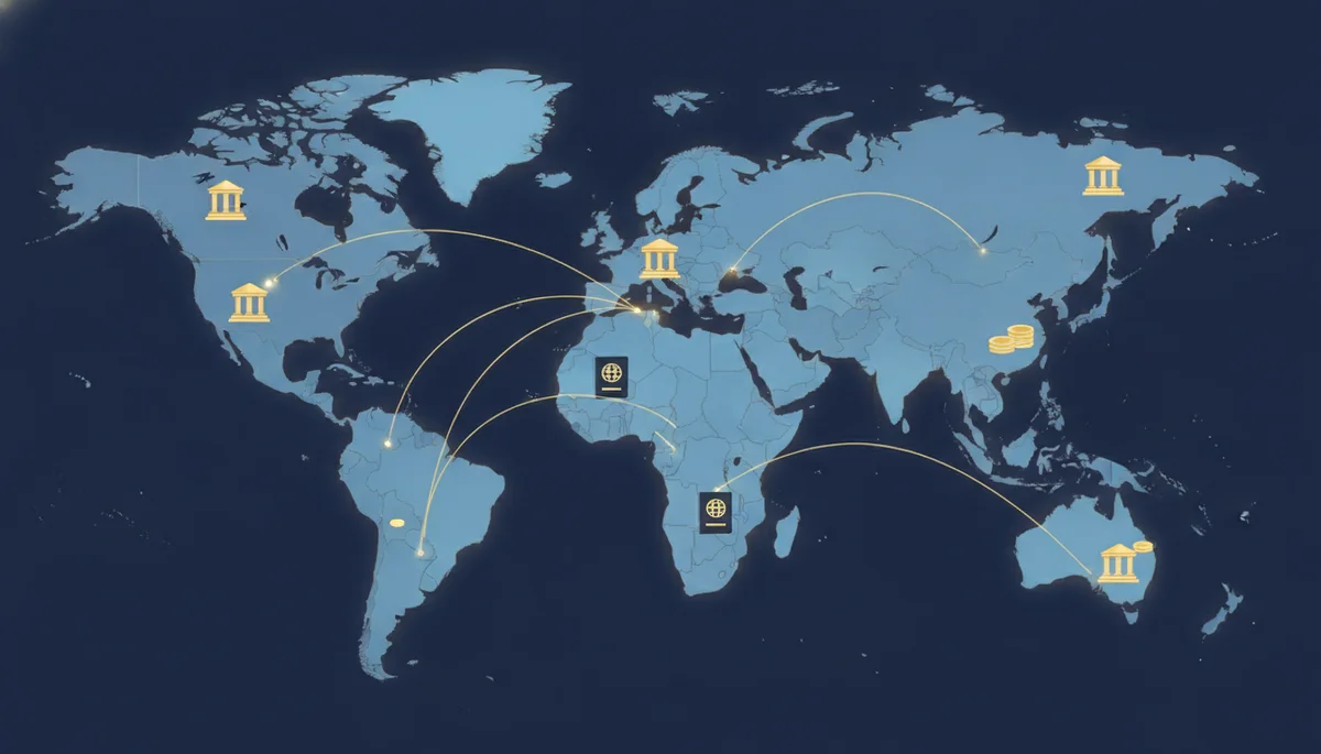 international diversification map with offshore banking and second passports across borders