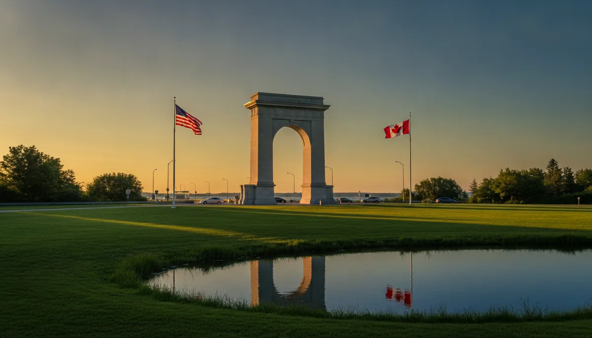 Peace Arch crossing between Washington State and British Columbia for US Canada dual citizens