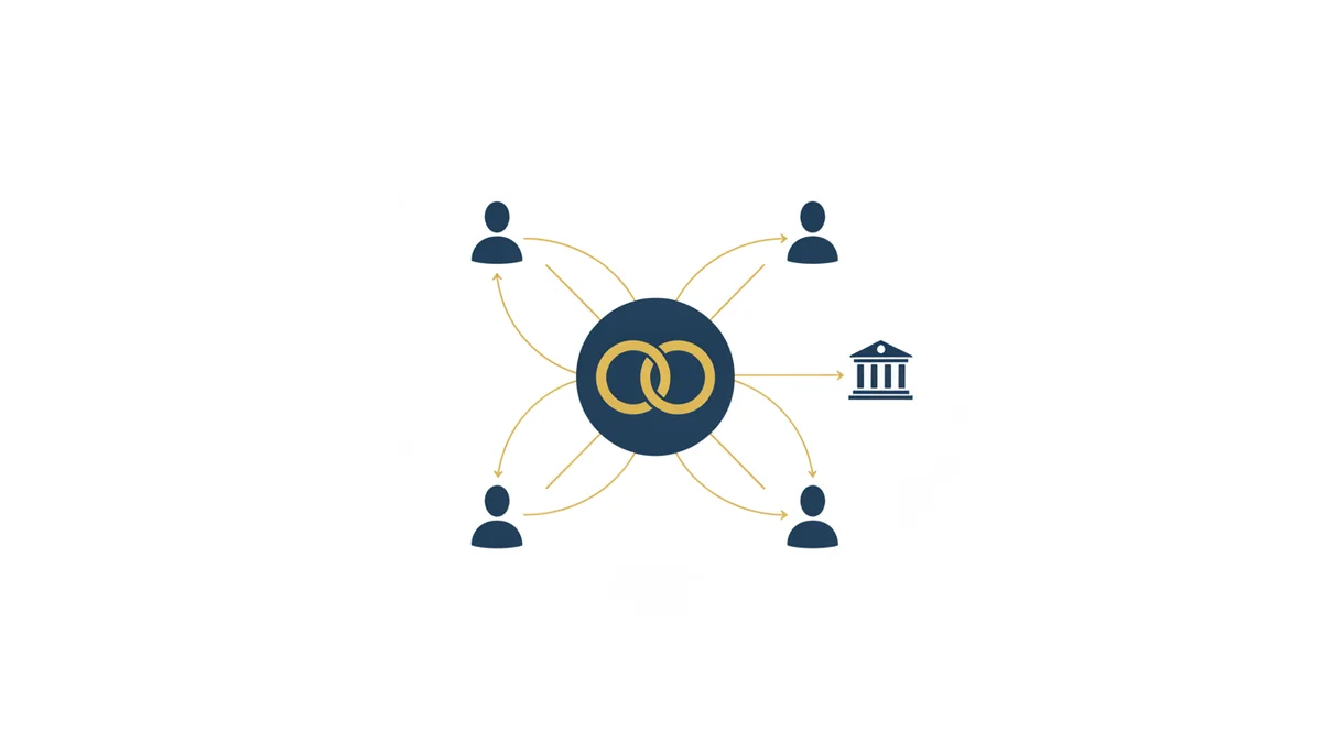 trust at the centre linked to settlor, trustee, protector, beneficiary and the reporting bank