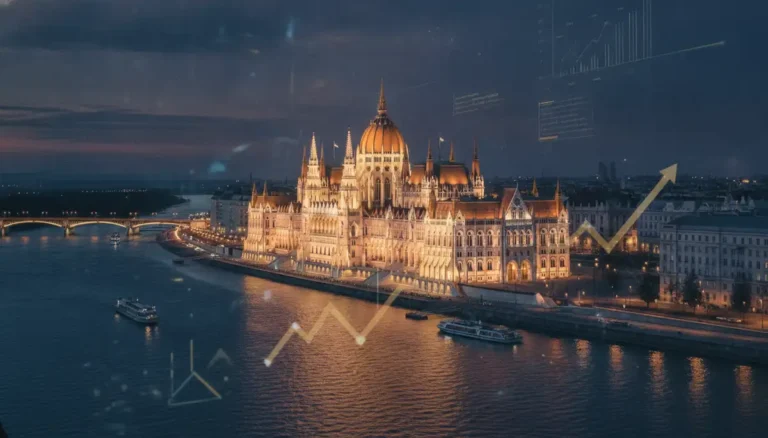 Hungary top-up tax and the Hungarian Parliament in Budapest at dusk