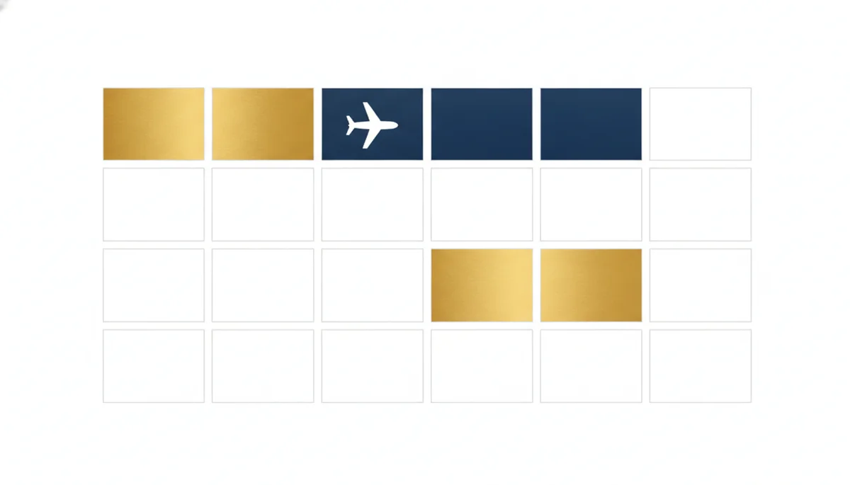 calendar showing two 90-day Schengen stays in France separated by 90 days away
